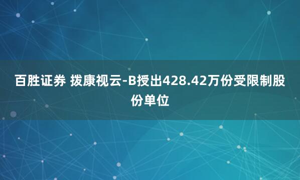 百胜证券 拨康视云-B授出428.42万份受限制股份单位